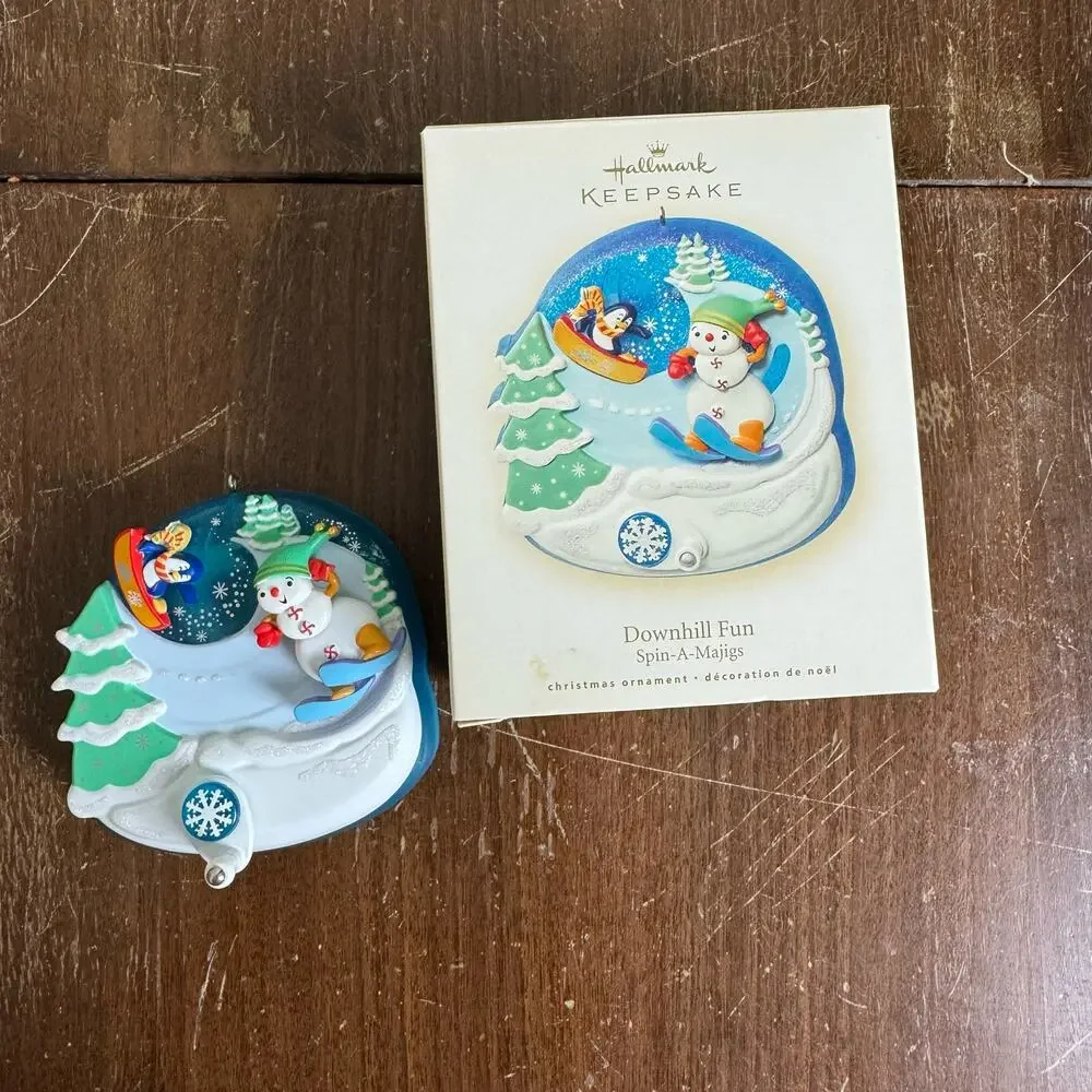 Hallmark 2008 Keepsake Ornament Downhill Fun Spin-A-Majigs NEW dead‎ stock